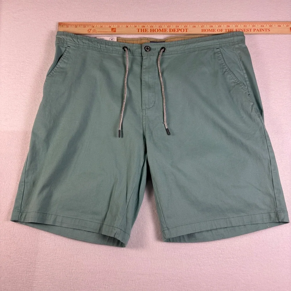 Caribbean Joe Mens Shorts Size 42 Seafoam Green Cotton Stretch Drawstring Casual